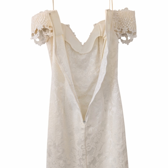 Vintage 80s Scott McClintock Jacquard Lace CORSET GOWN Boned Baroque Bridal 8 - Picture 12 of 16